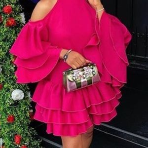 TBDRESS 3/4 sleeve ruffle mini dress